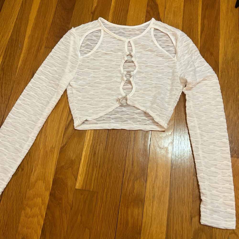 White Long Sleeve Crop Top